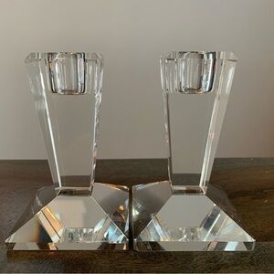 Pair Rosenthal Crystal Candle Holders Vintage Classic Design Small chip on side